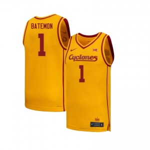 Gold Jamarion Batemon #1 ISU Cyclones Jersey | Men's College Hoops Authentic Stitch 1228X7a4