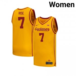 Gold Anthony Rise #7 ISU Cyclones Jersey | Women's College Hoops Authentic Stitch 2104m56d