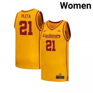 Gold Dominykas Pleta #21 Iowa State Cyclones Jersey | Women's College Hoops Authentic Stitch 60mYI22J
