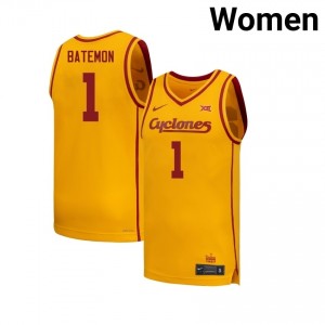 Exclusive Jamarion Batemon #1 Gold Women's NCAA Replica Basketball Jersey | Cyclones Gameday Essential 554T061O
