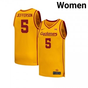 Joshua Jefferson #5 ISU Cyclones Gold Women's Basketball University Jersey | Elite 2025 Collection 955b8u8N