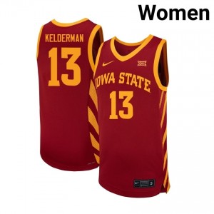Cardinal Cade Kelderman #13 ISU Cyclones Jersey | Women's College Hoops Authentic Stitched 87DW7CdS