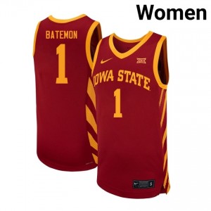 Cardinal Jamarion Batemon #1 Iowa State Cyclones Jersey | Women's College Hoops Authentic Stitched 70QE0F16