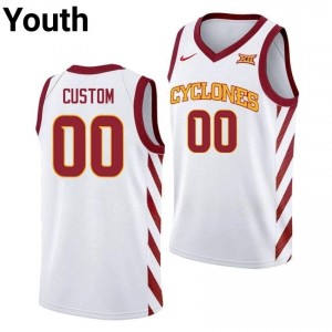 Custom #00 White Jersey | Cyclones High School Iconic Youth Hoops Uniform 79e43Qmo
