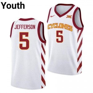 Joshua Jefferson #5 White Jersey | ISU Cyclones High School Iconic Youth Hoops Uniform 62TB47j7