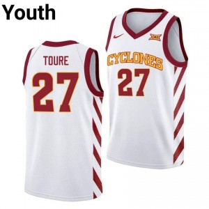 White Killyan Toure #27 Iowa State Cyclones Jersey | Youth College Hoops Authentic Embroidery 36Y4366F