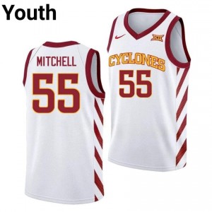 White Xzavion Mitchell #55 Iowa State Jersey | Youth College Hoops Authentic Embroidery 78g107H8